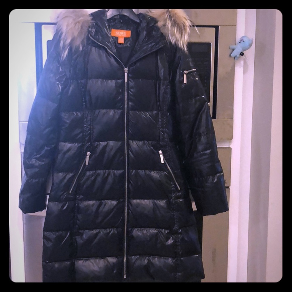 Michael Kors Black down coat with coyote fur hood